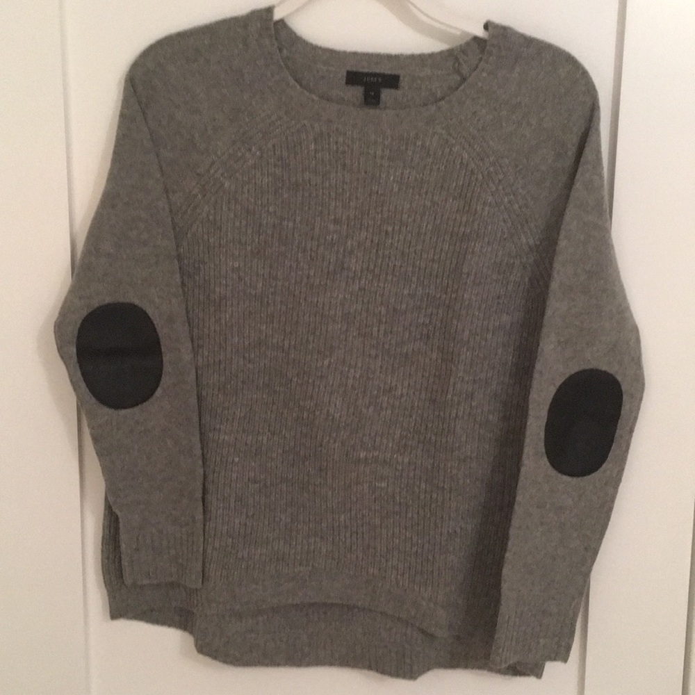 J. Crew Women’s Grey Wool Sweater w/ elbow patches